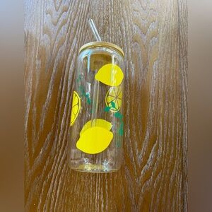 Clear Lemon Tumbler with Straw